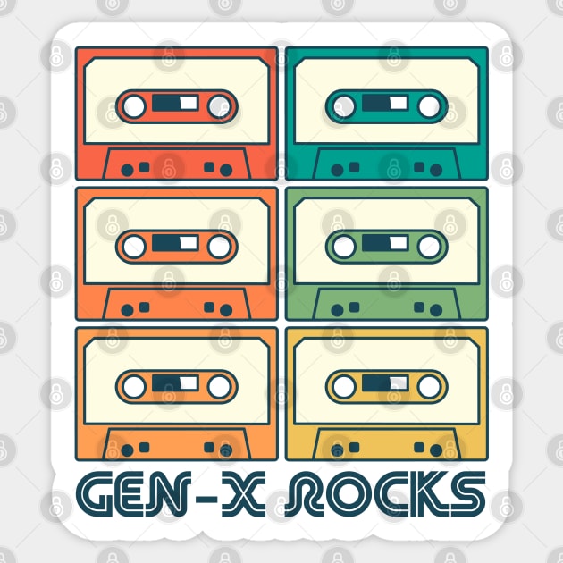 Gen X Rocks | Generation X Retro Rainbow Mix Tapes Sticker by Tamara Lance